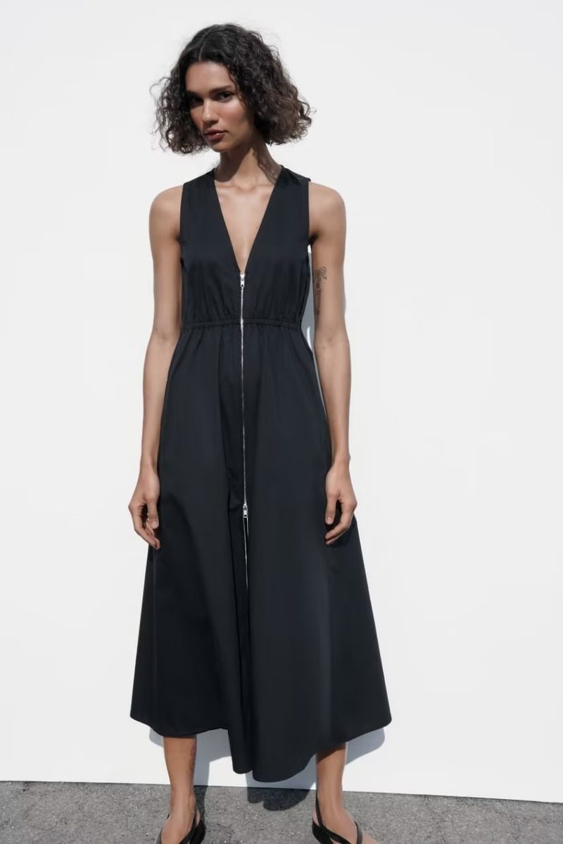 Spring Summer French Hepburn Black Dress Waist Slimming Maxi Dress Sexy V neck Sleeveless Dress - Image 3