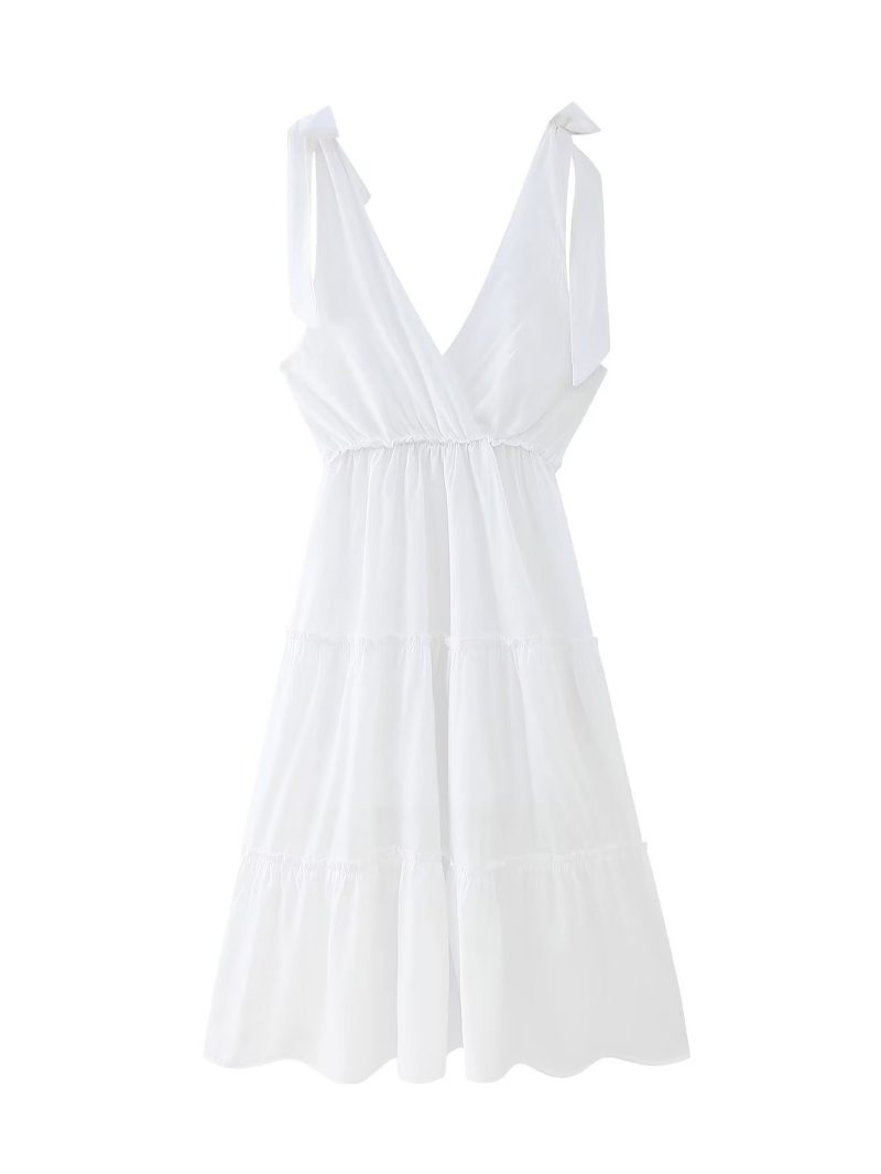Women  Wear Winter Bubble Wrinkle Multi Layer Stitching Dress with Lining - Image 3