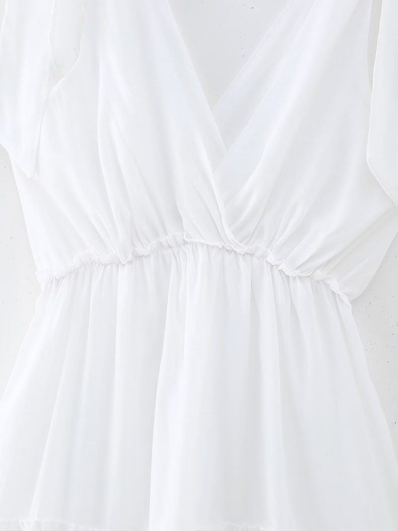 Women  Wear Winter Bubble Wrinkle Multi Layer Stitching Dress with Lining - Image 5