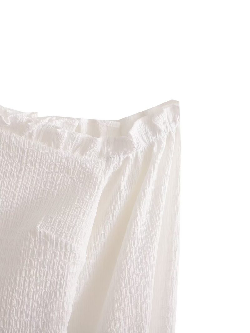 Women Clothing Early Spring Stretch Slim Pleating Knotted Short Top Women - Image 4