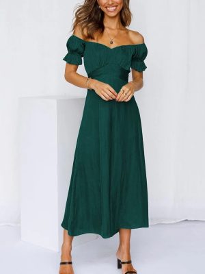 Spring Summer Women Clothing Solid Color off-the-Shoulder Jumpsuit