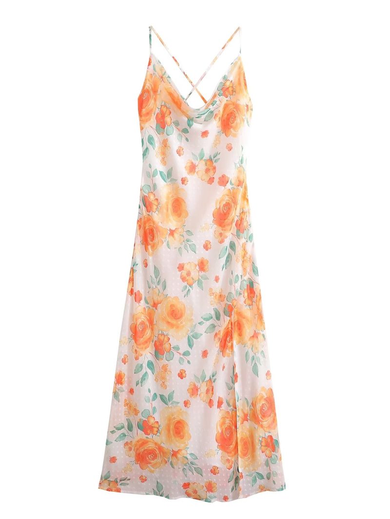 Women  Criss Cross Strap Dress Niche Chiffon Seaside Vacation - Image 2