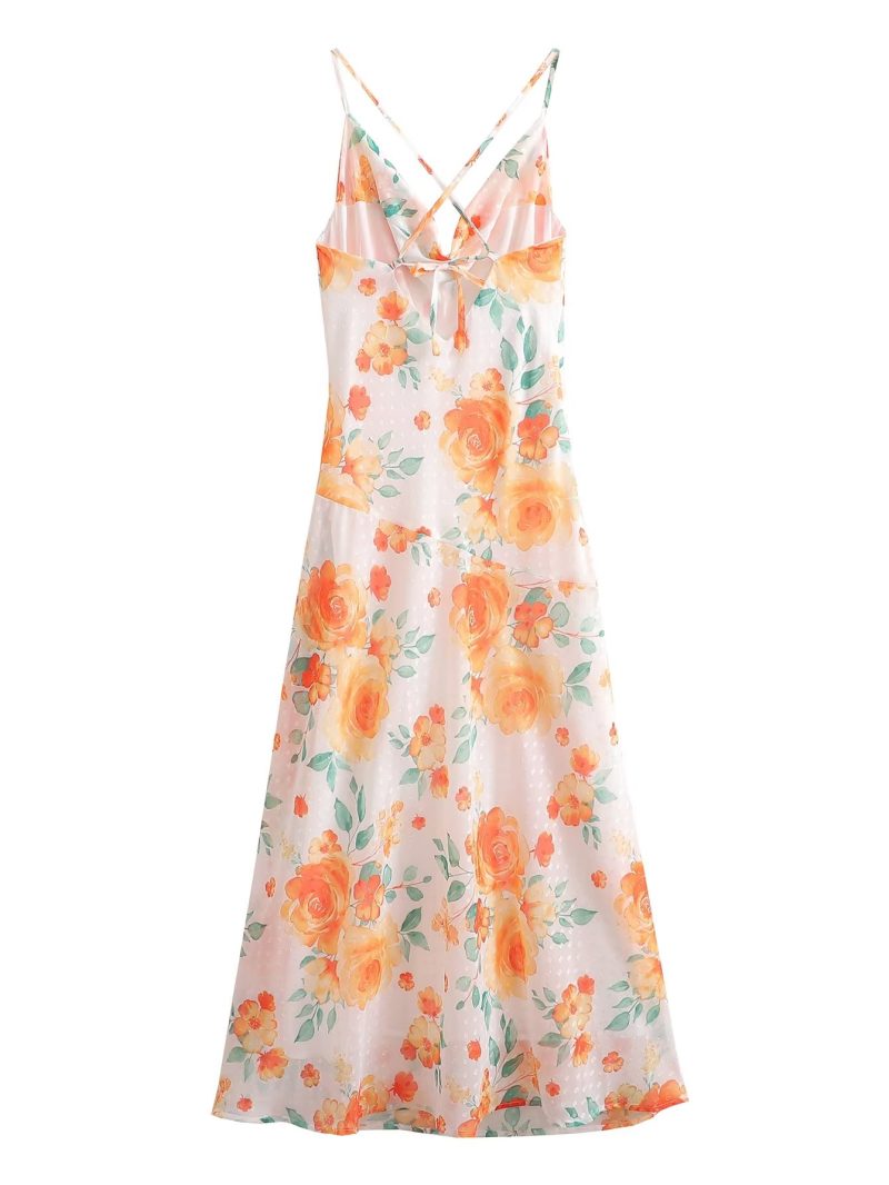 Women  Criss Cross Strap Dress Niche Chiffon Seaside Vacation - Image 3