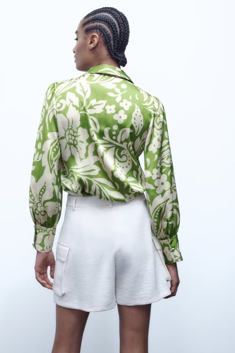 Women    Retro Loose Top Printed Drape Shirt - Image 2