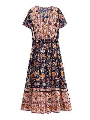 Summer Holiday Bohemian Rayon Positioning Floral for Women