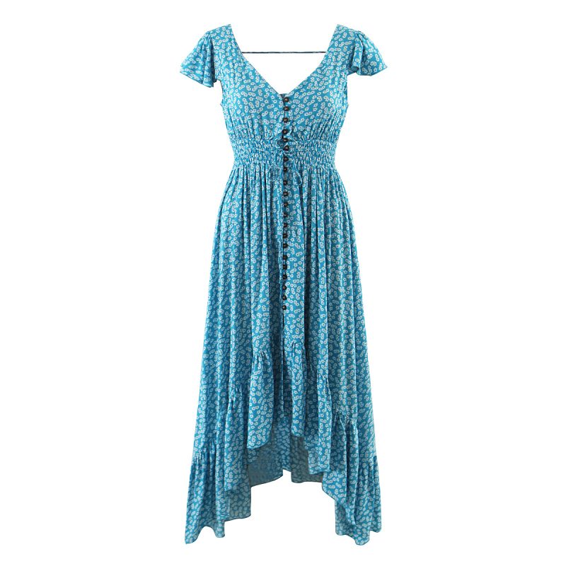 Spring Seaside Vacation Cardigan Lace up Sexy Waist Trimming Long Beach Dress - Image 2