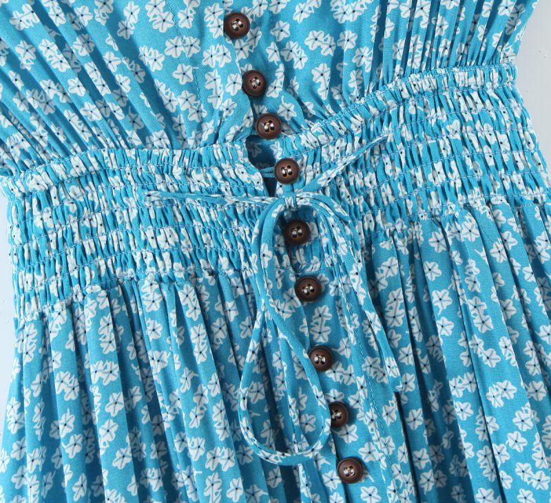 Spring Seaside Vacation Cardigan Lace up Sexy Waist Trimming Long Beach Dress - Image 4