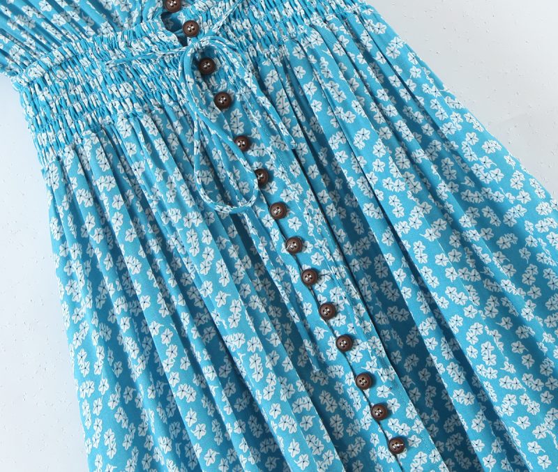 Spring Seaside Vacation Cardigan Lace up Sexy Waist Trimming Long Beach Dress - Image 8
