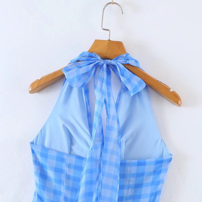 Women Chiffon V neck Strap Halter Dress Summer French Fairy Long - Image 8