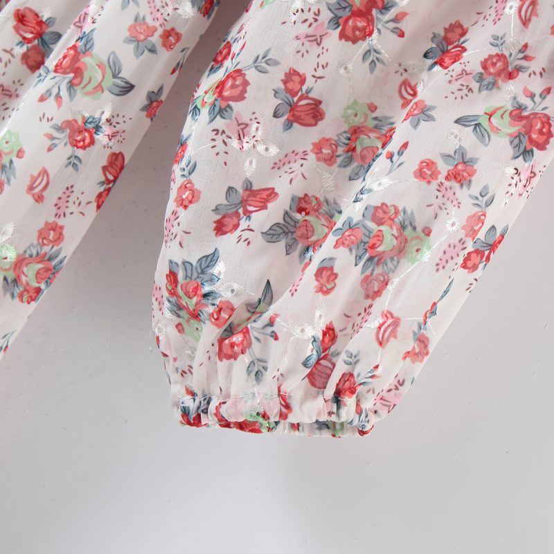 Women off Neck Large Swing Side Split Dress Summer Holiday Embroidery Floral - Image 5