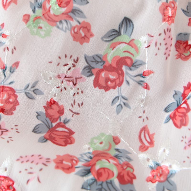 Women off Neck Large Swing Side Split Dress Summer Holiday Embroidery Floral - Image 8