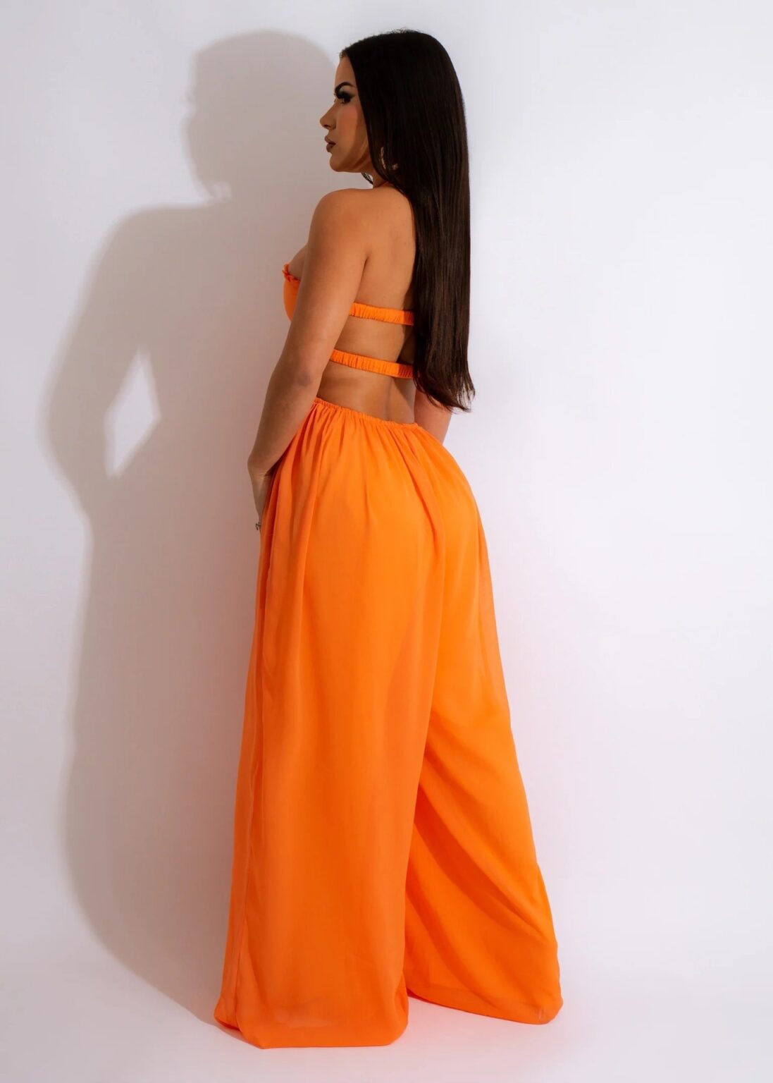 Women Clothing Spring Summer Solid Color Sexy Loose Backless Jumpsuit - Image 2