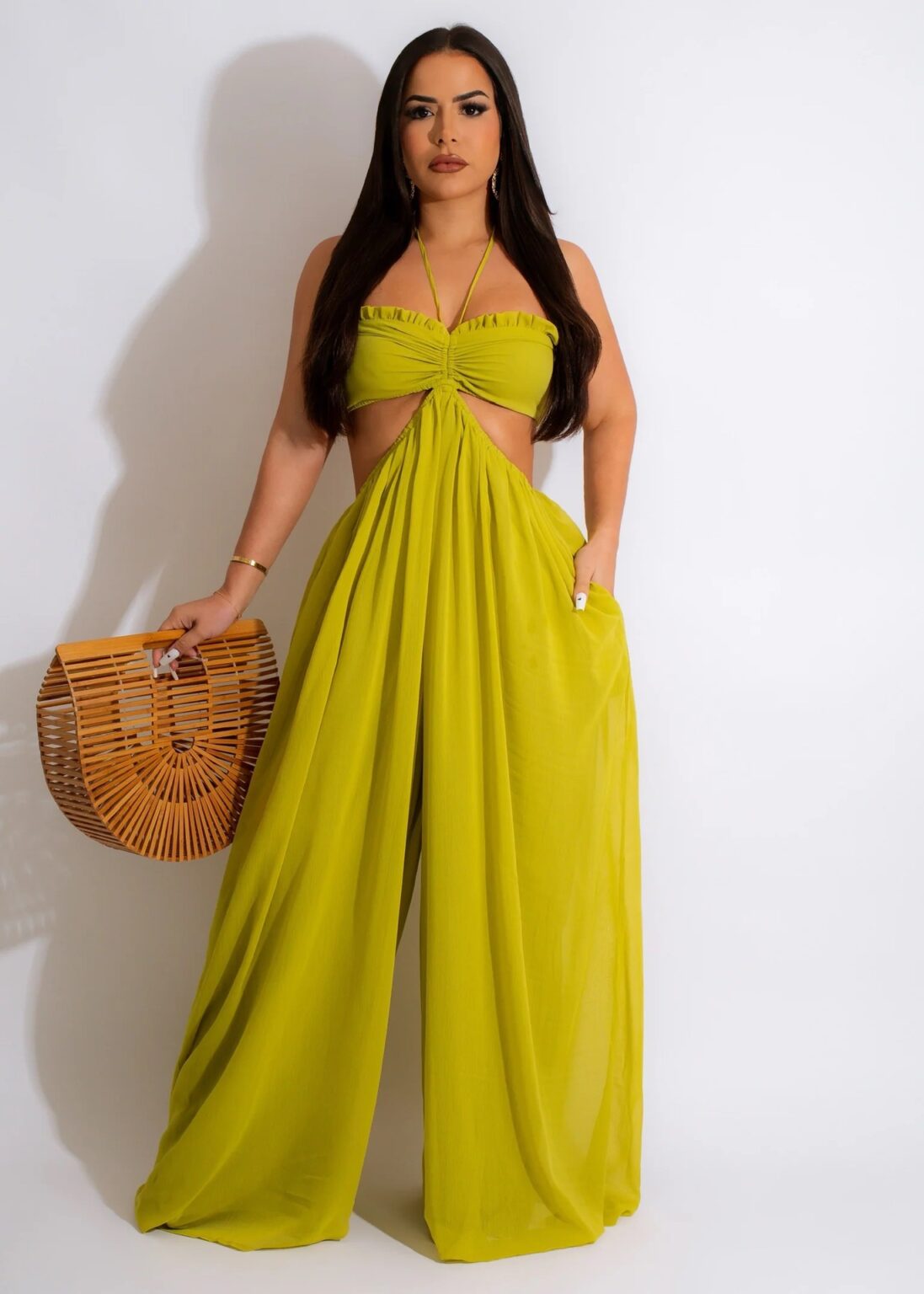 Women Clothing Spring Summer Solid Color Sexy Loose Backless Jumpsuit - Image 3