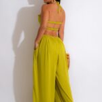 Women Clothing Spring Summer Solid Color Sexy Loose Backless Jumpsuit - Image 4