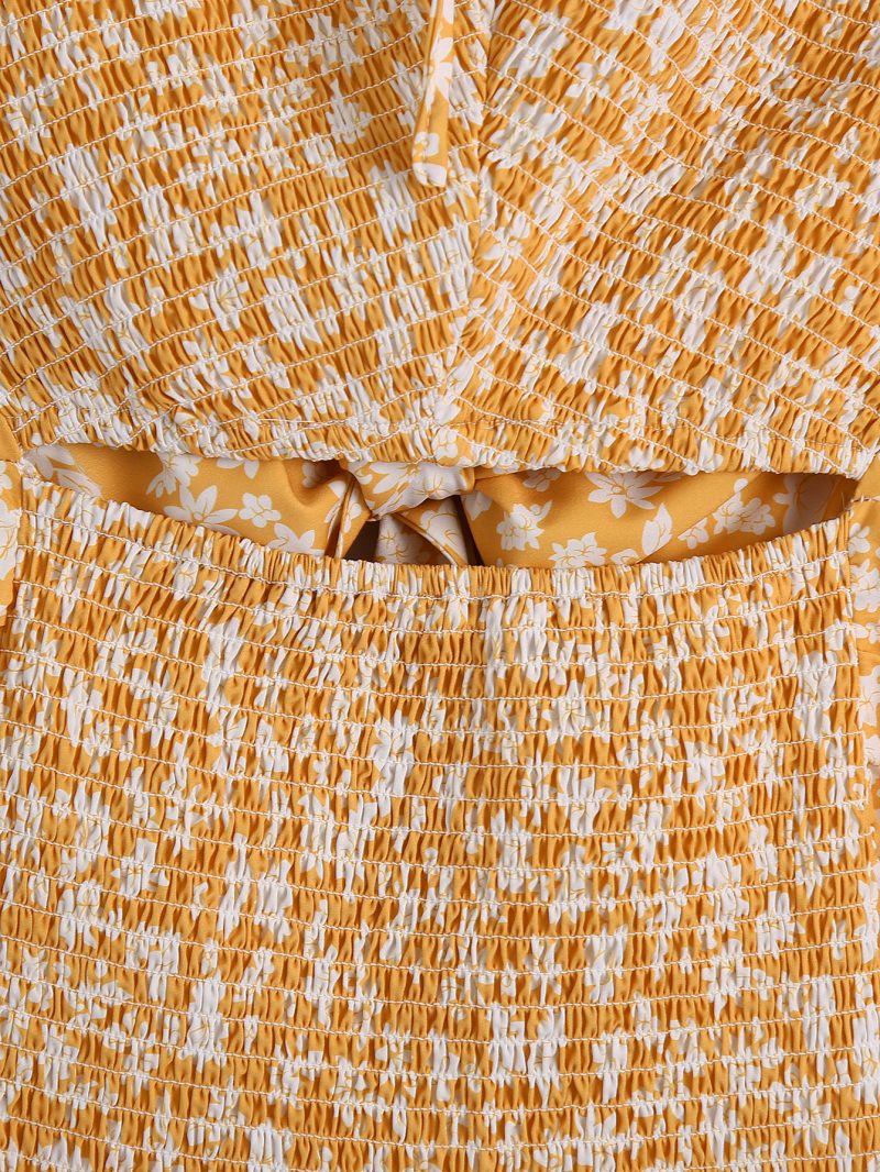 Spring Halter Elastic Printed Dress - Image 5
