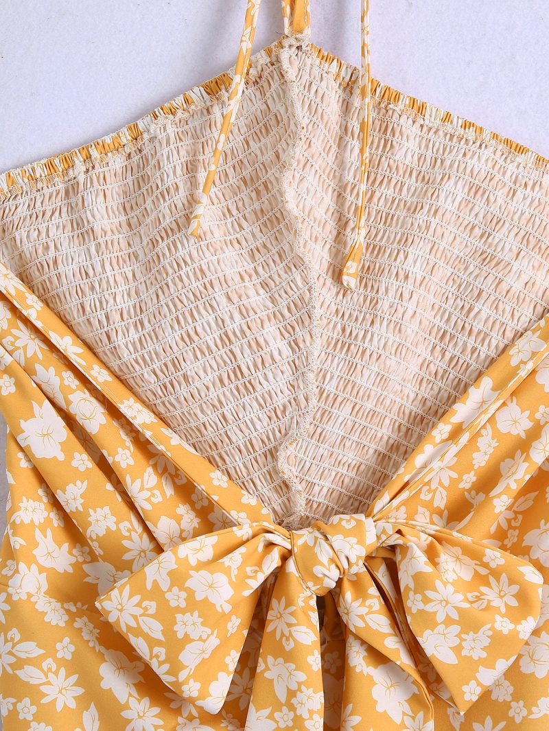 Spring Halter Elastic Printed Dress - Image 11