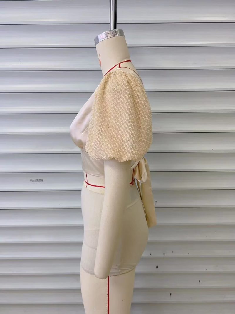 Sweet Sexy Square Neck Lace-up Irregular Asymmetric Top Summer Women Clothing Small Shirt - Image 11