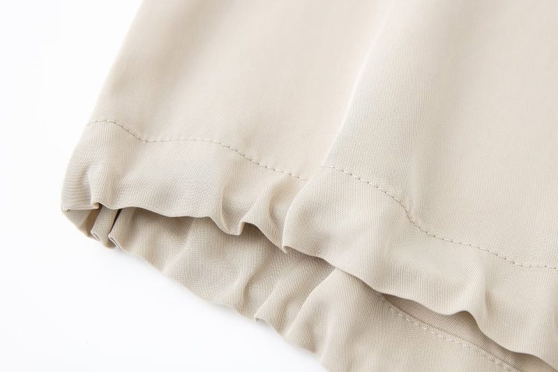 Women round Neck Spring Drawstring Hem Silk Satin Texture Drape Shirt Loose - Image 4