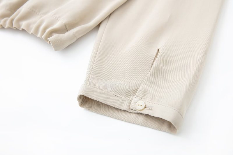 Women round Neck Spring Drawstring Hem Silk Satin Texture Drape Shirt Loose - Image 9