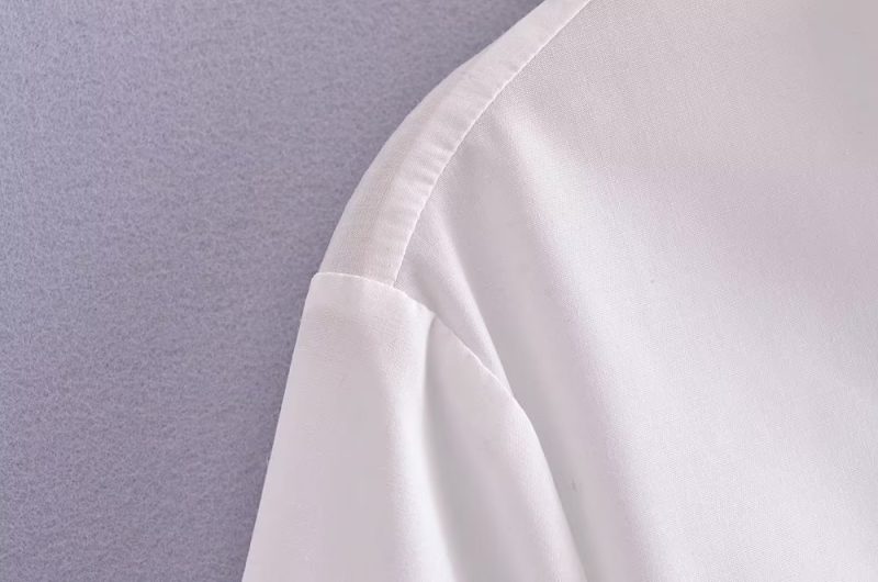 Spring Single Breasted Cardigan Long Sleeve Collared Loose Knotted Women Shirt Top - Image 4