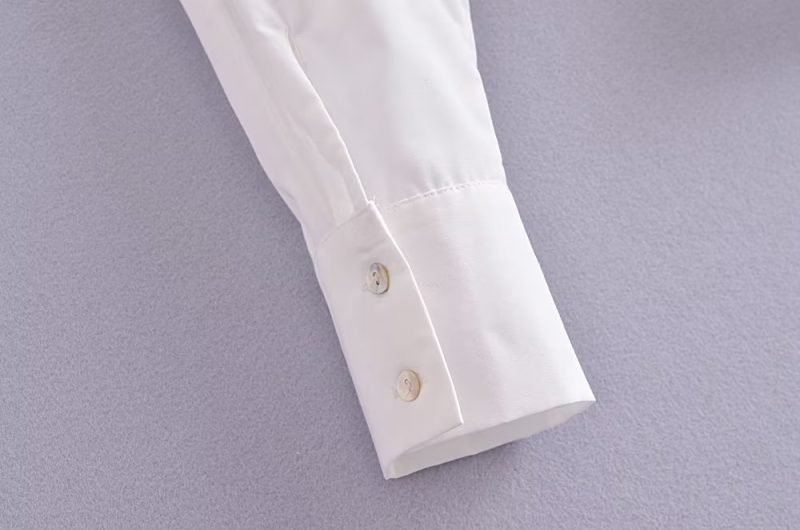 Spring Single Breasted Cardigan Long Sleeve Collared Loose Knotted Women Shirt Top - Image 14