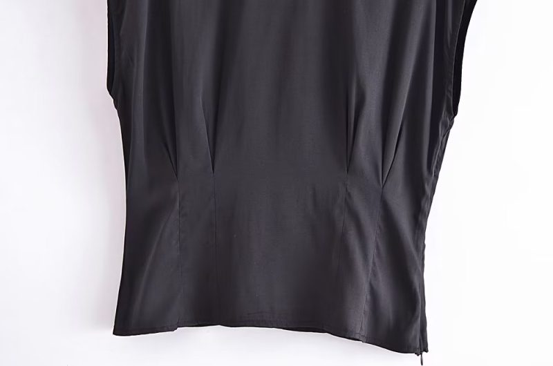 Women Clothing Slim Fit Waist Waist Trimming Short Sleeved Shirt - Image 11