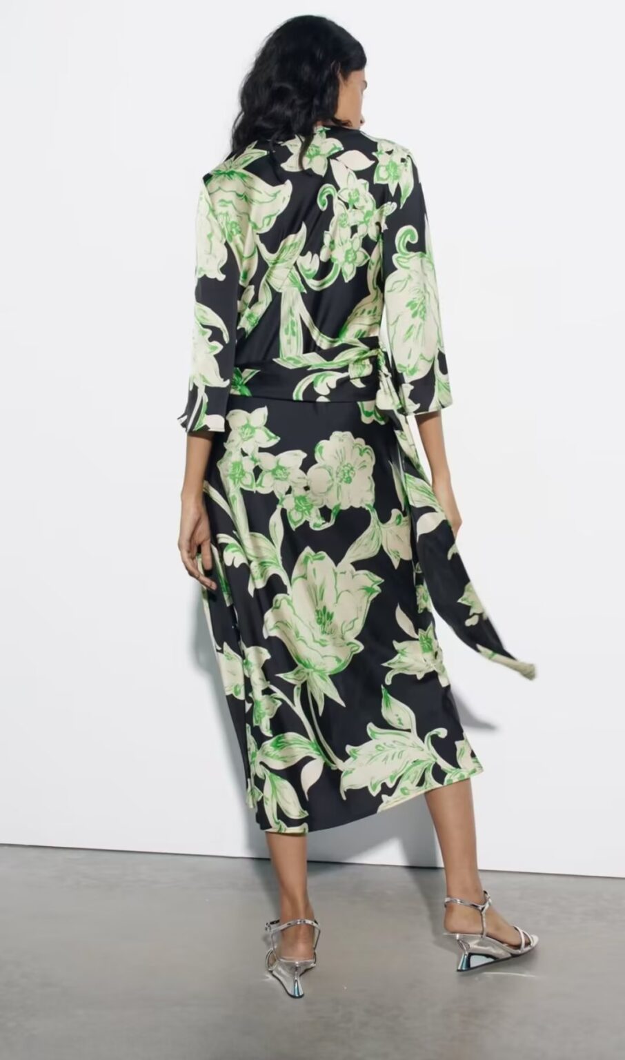 Spring Printed Dress Women Elegant V neck Printed Midi Long Sleeve Dress - Image 2