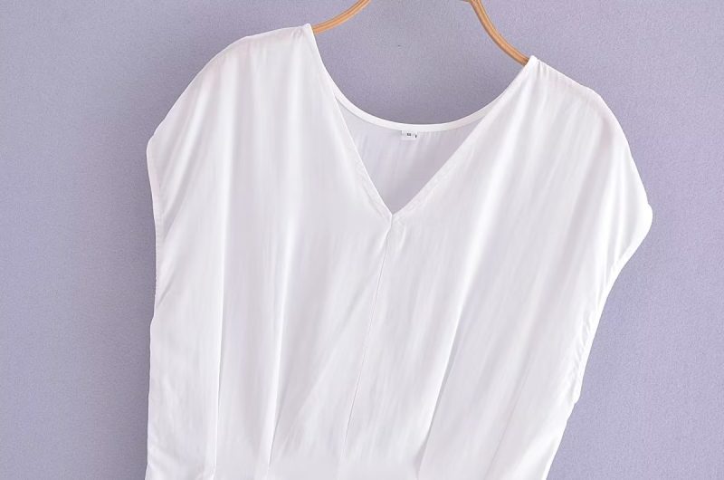 Spring Women Clothing Slim Fit Waist Waist Trimming Short Sleeved Shirt - Image 3