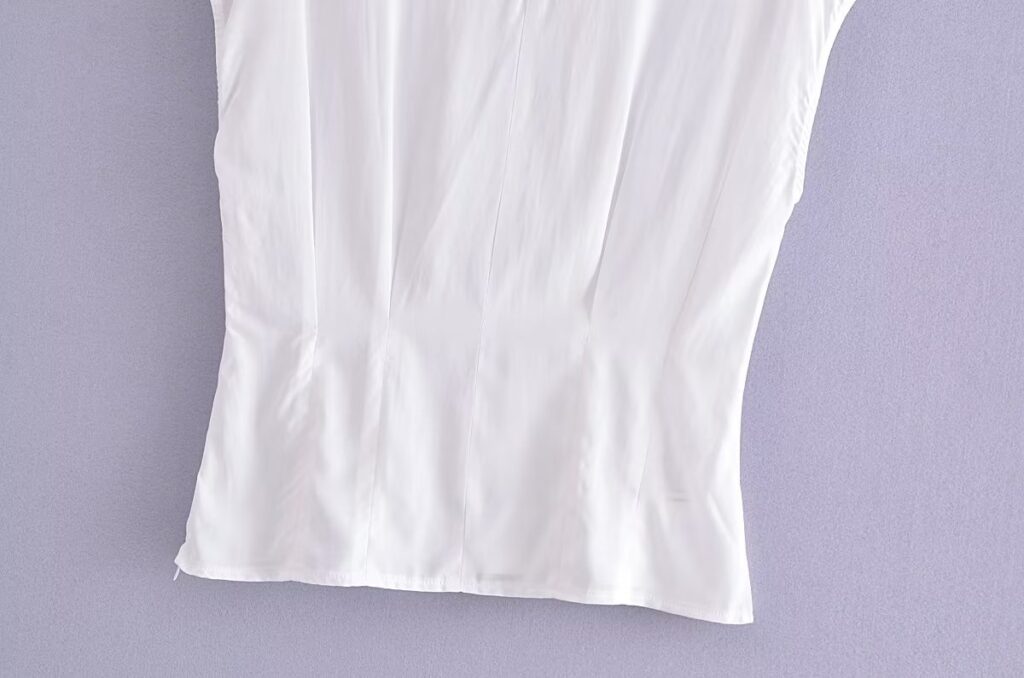 Spring Women Clothing Slim Fit Waist Waist Trimming Short Sleeved Shirt - Image 4
