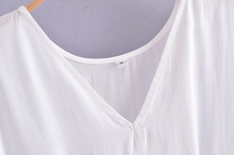 Spring Women Clothing Slim Fit Waist Waist Trimming Short Sleeved Shirt - Image 6