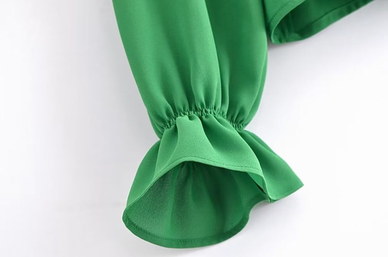 Spring Summer Women Long Sleeve All Match Laminated Decoration Shirt - Image 8