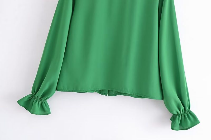 Spring Summer Women Long Sleeve All Match Laminated Decoration Shirt - Image 12