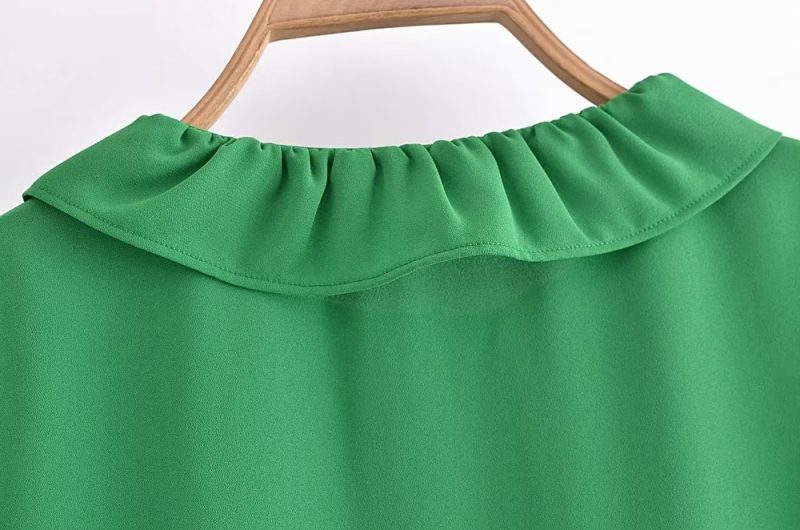Spring Summer Women Long Sleeve All Match Laminated Decoration Shirt - Image 13