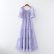 Summer Women Clothing Square Collar Short Sleeve Chest Elastic Wrapped Chest Print Stitching Dress Women