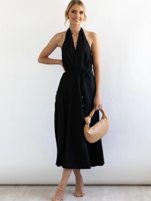 Women Summer New Holiday Neck Sexy Backless Dress