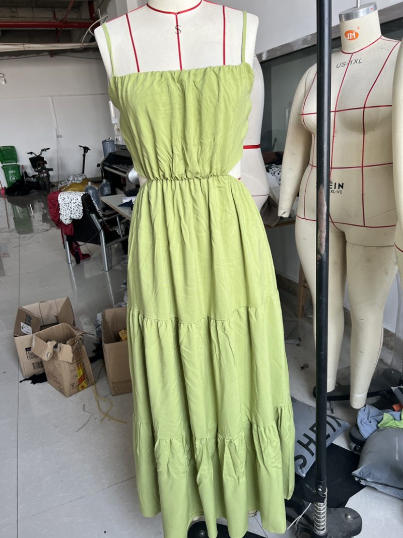 Exclusive for Women Clothing Sleeveless Cropped Outfit Stitching Layer Long Large Hem Dress - Image 5