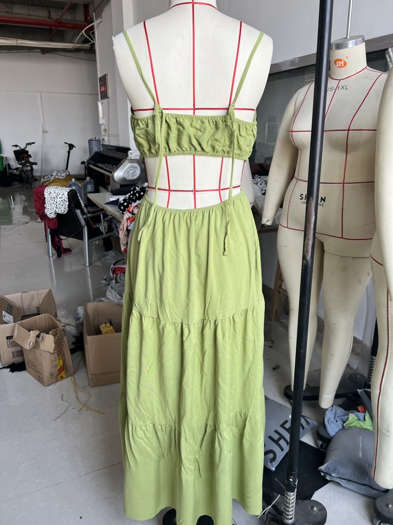 Exclusive for Women Clothing Sleeveless Cropped Outfit Stitching Layer Long Large Hem Dress - Image 6