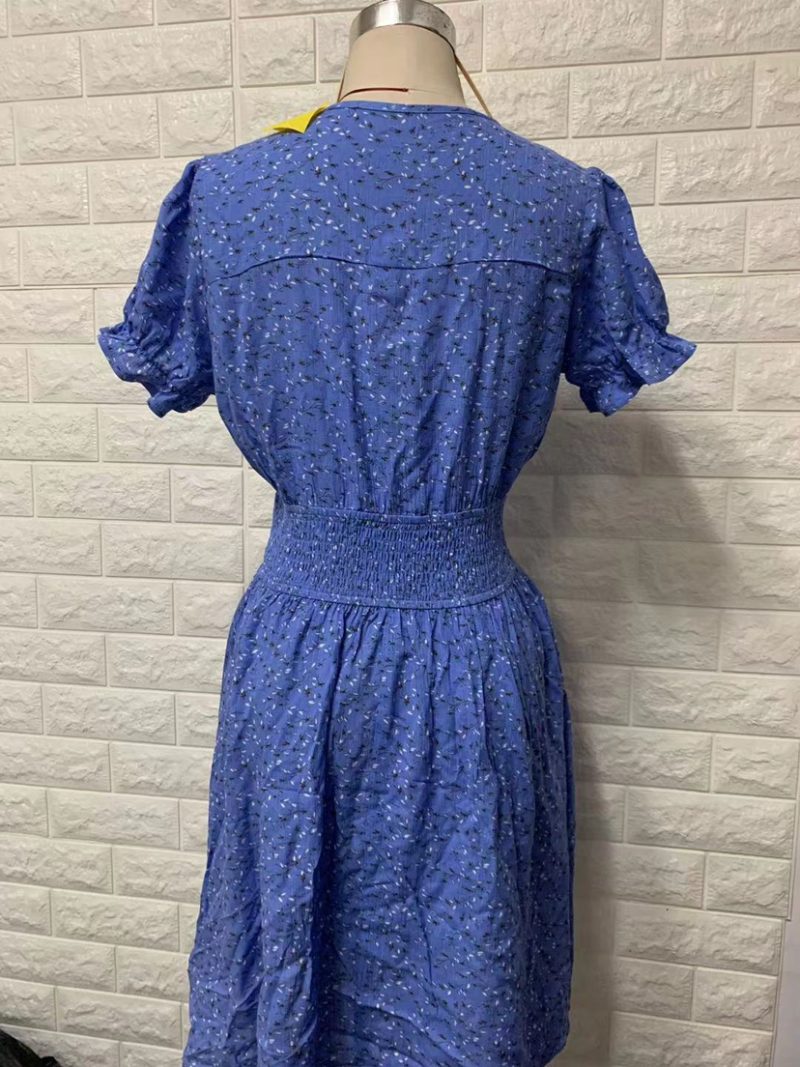 Women Clothing Rayon V neck Slimming Printed Dress - Image 5