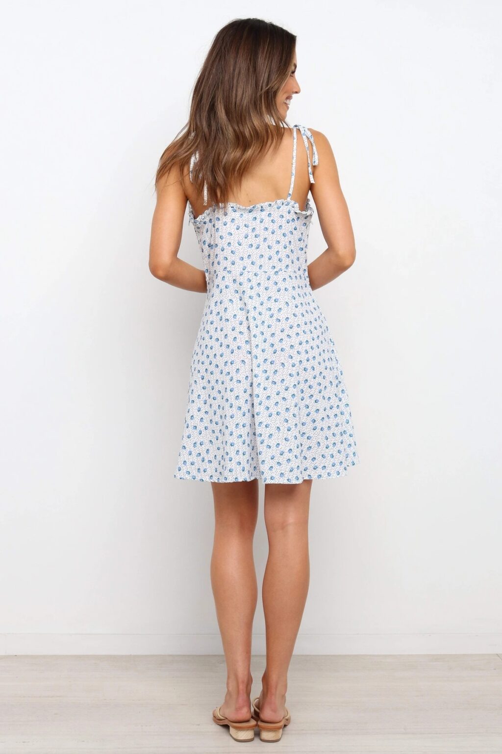 Women  Summer New Holiday Sexy Square Collar Short Sleeve Printed Dress - Image 5