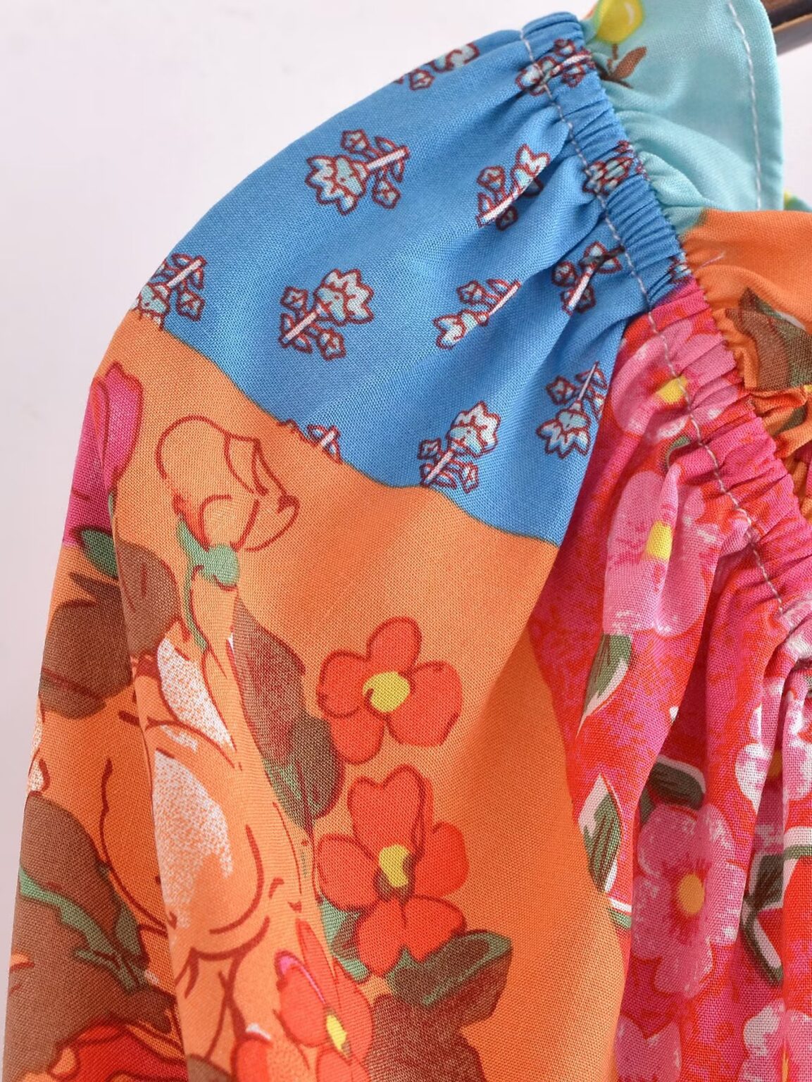 Summer Women  Rayon Floral Print off Shoulder Elastic Bust Midi Dress - Image 7
