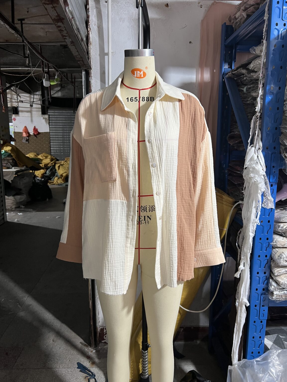 Women Clothing Spring Coat Pocket Single Breasted Color Matching Women Shirt - Image 15