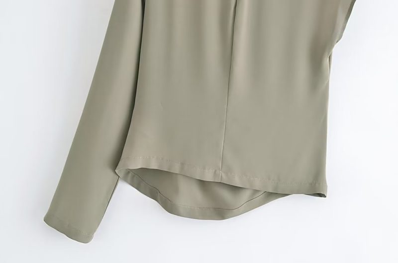Autumn Urban Casual Women Solid Color Asymmetric Pullover Long Sleeve Shirt - Image 4