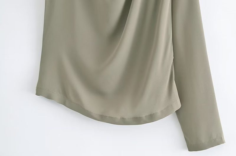 Autumn Urban Casual Women Solid Color Asymmetric Pullover Long Sleeve Shirt - Image 9