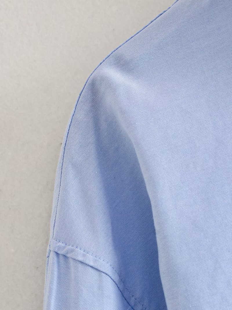 Front Pocket Loose Shirt Blogger Single Breasted Short Shirt Sexy Cropped Top - Image 7