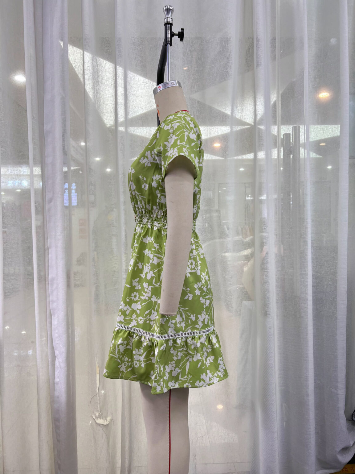 Women Autumn Summer  Printing Floral Short Sleeve Dress - Image 3