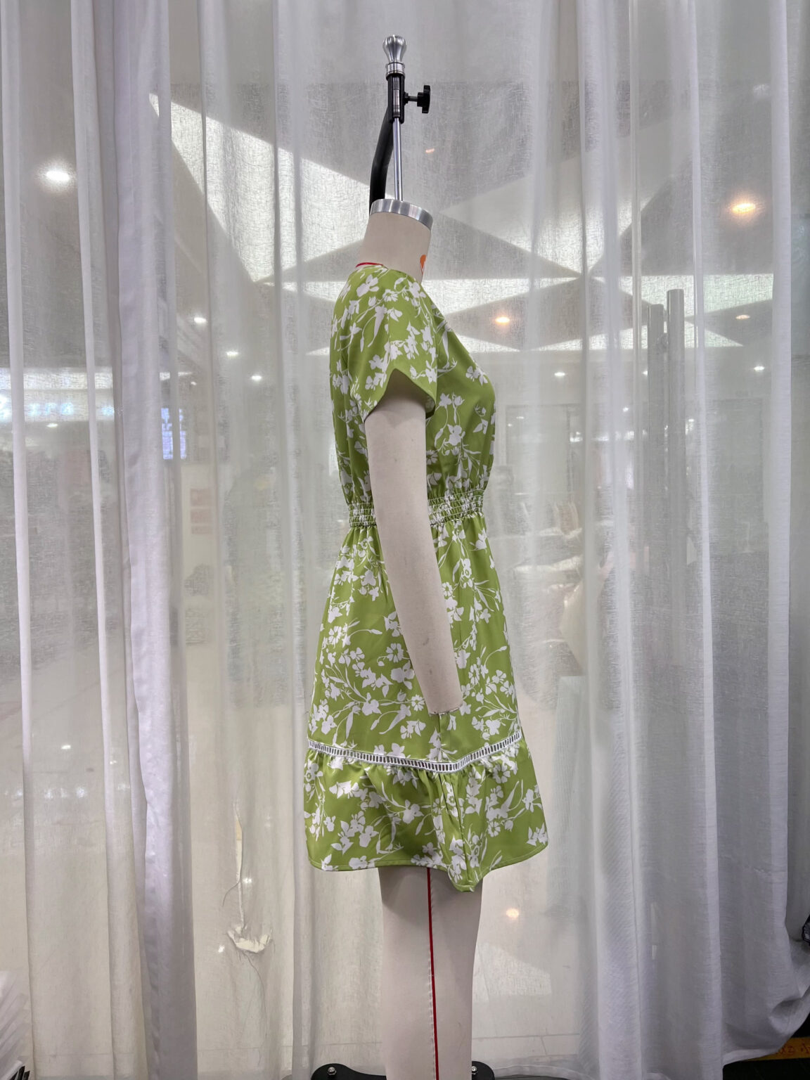 Women Autumn Summer  Printing Floral Short Sleeve Dress - Image 5