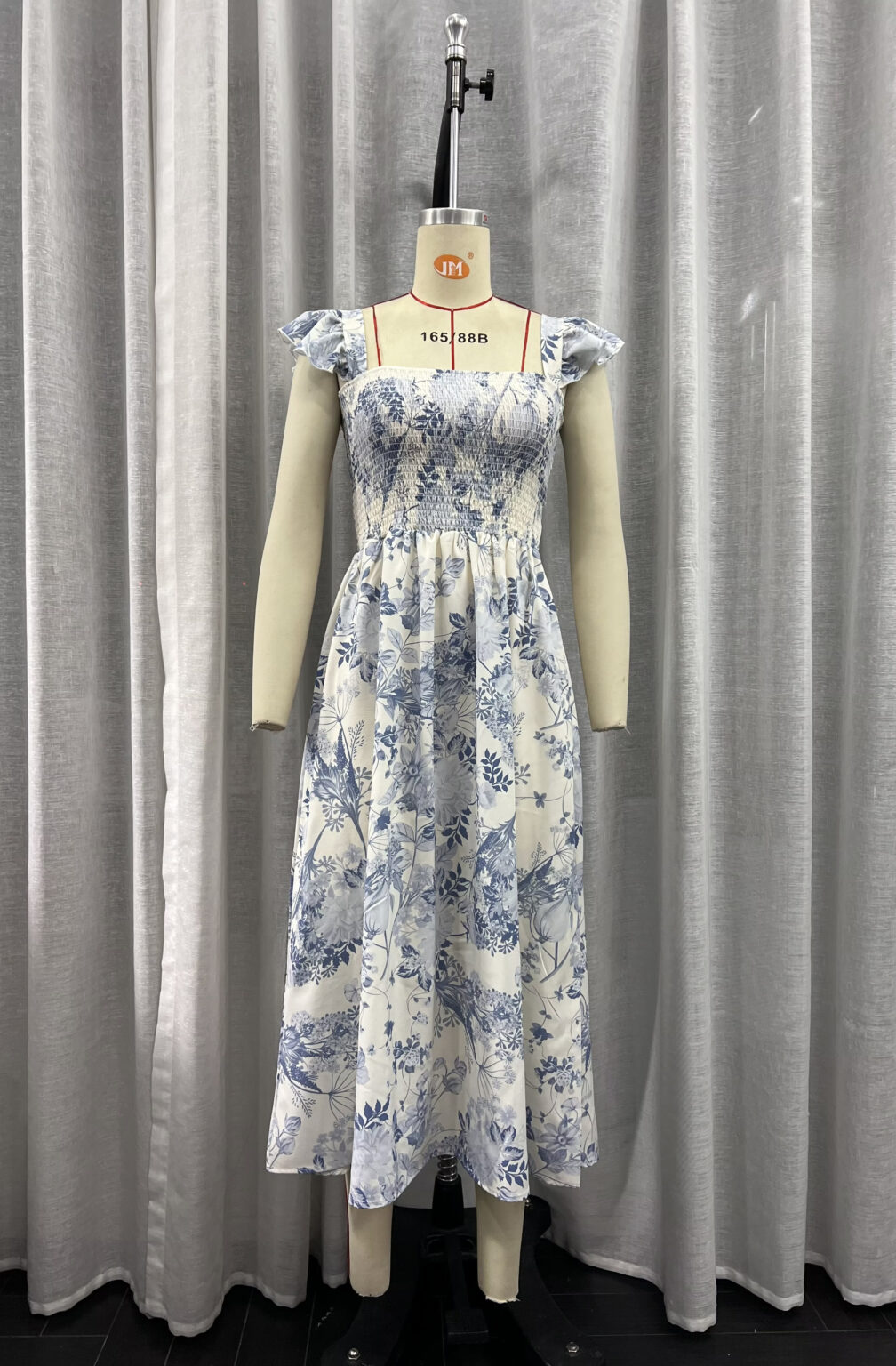 Sexy Side Split Wooden Ear Midi Dress Summer Floral Printing Slip Dress - Image 2