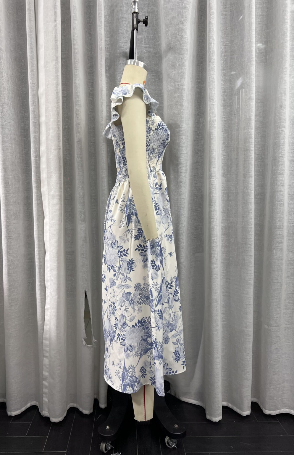 Sexy Side Split Wooden Ear Midi Dress Summer Floral Printing Slip Dress - Image 5