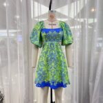 Vacation Floral Print  Summer Tight Waist A line Dress for Women - Image 2