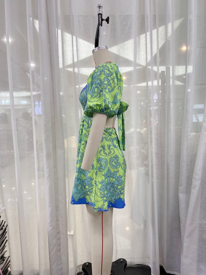 Vacation Floral Print  Summer Tight Waist A line Dress for Women - Image 3